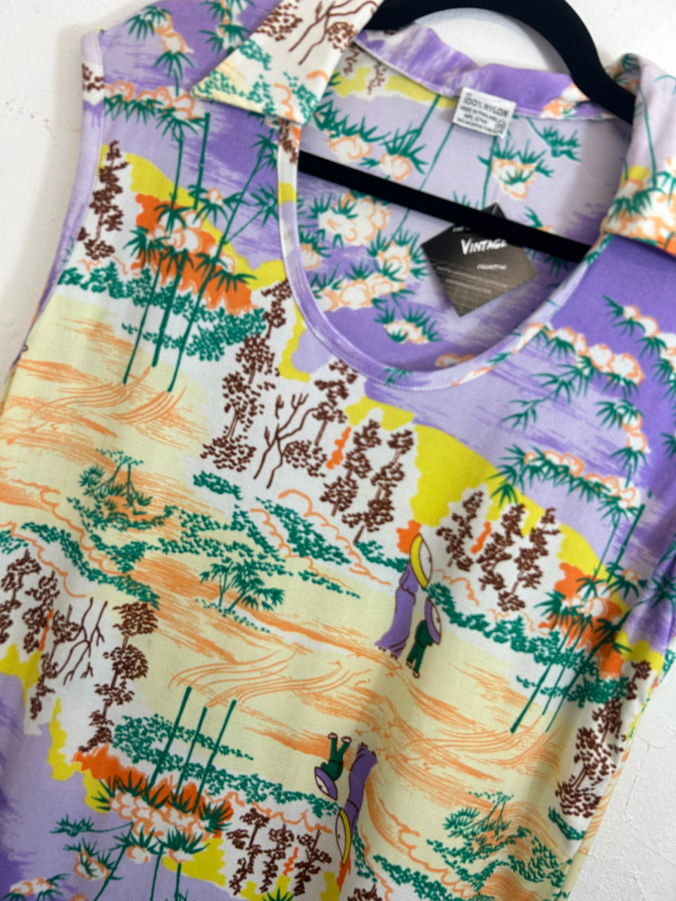 Nylon Sleeveless 70s Thai Blouse