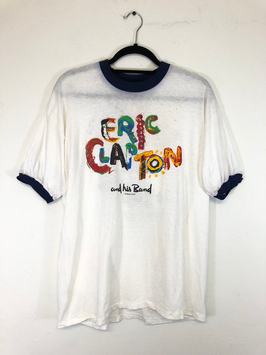 Eric Clapton Behind the Sun Tour 1985 Ringer T-Shirt