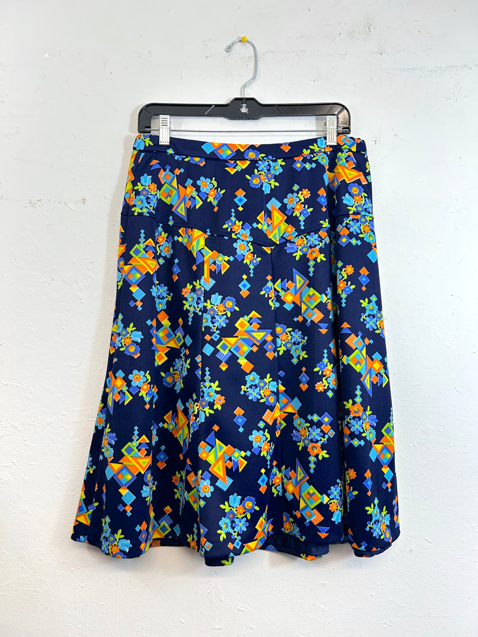 Printed 70s Cubes, Triangles & Flowers Skirt