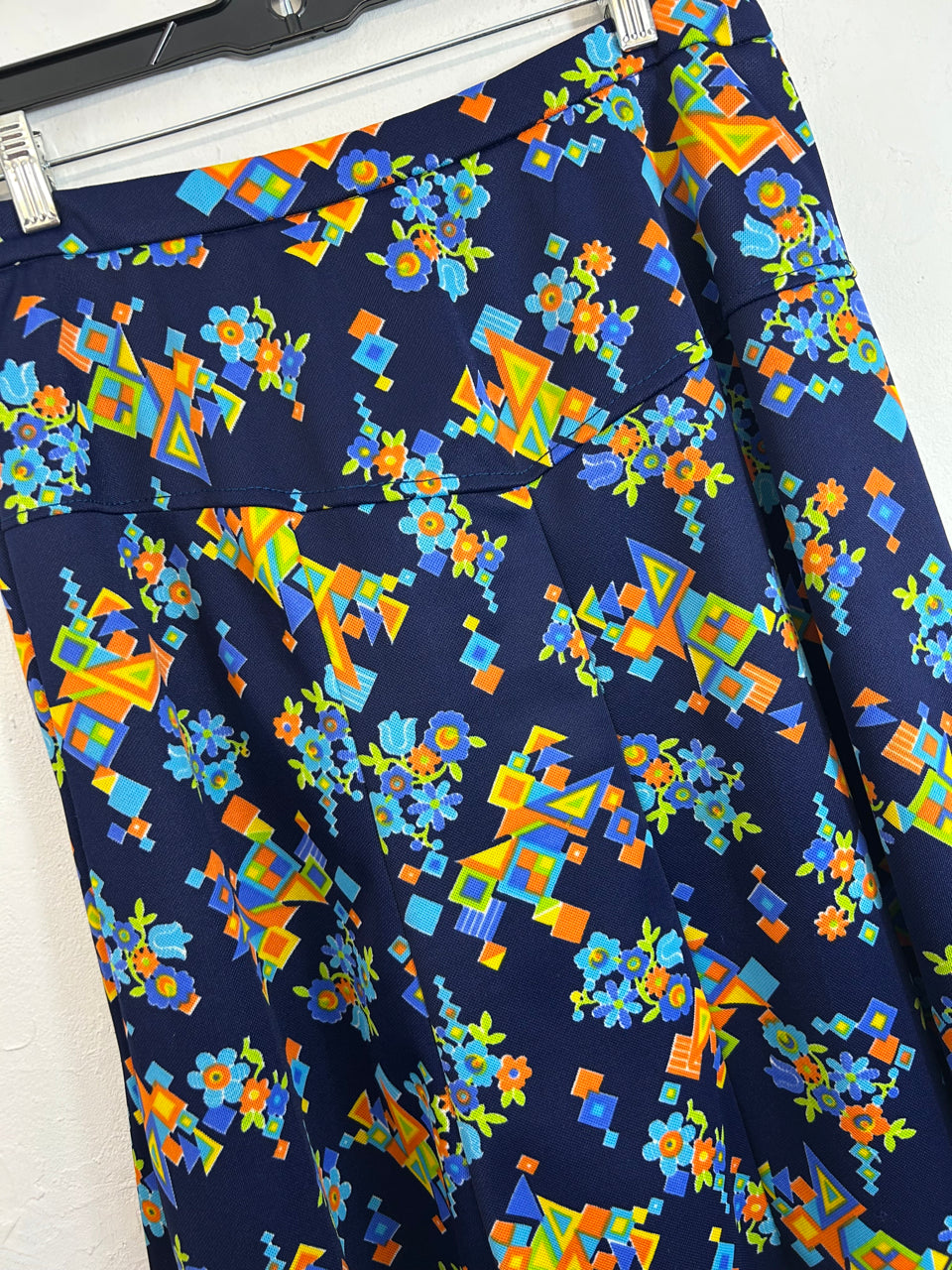 Printed 70s Cubes, Triangles & Flowers Skirt