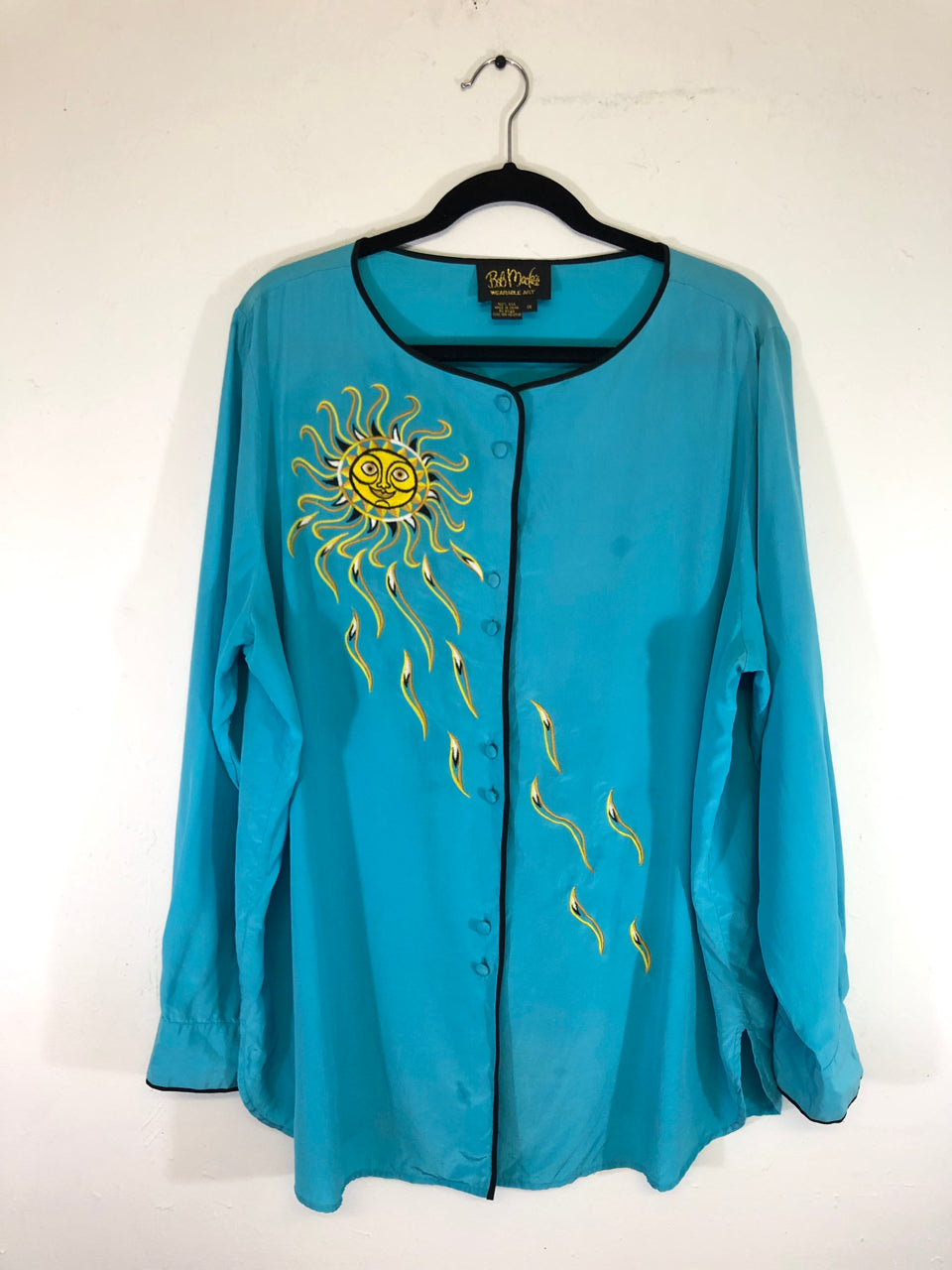 Bob Mackie Sun Face Embroidered Blouse