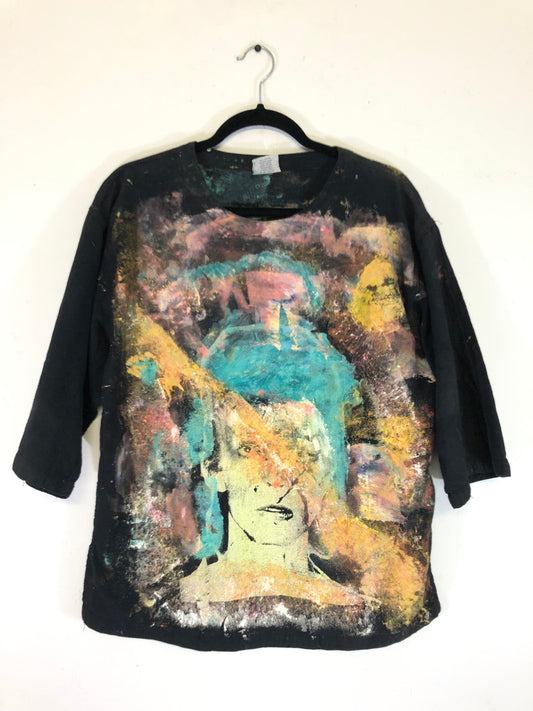 David Bowie Hand Painted Black T-Shirt