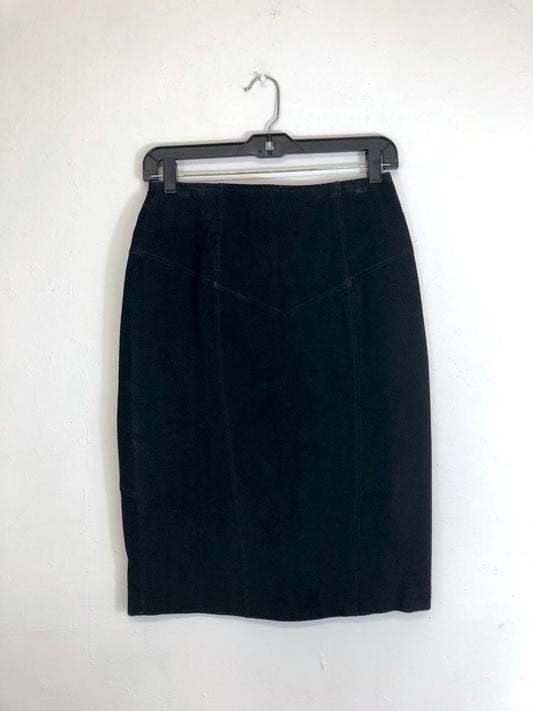 Rollers Black Suede Skirt