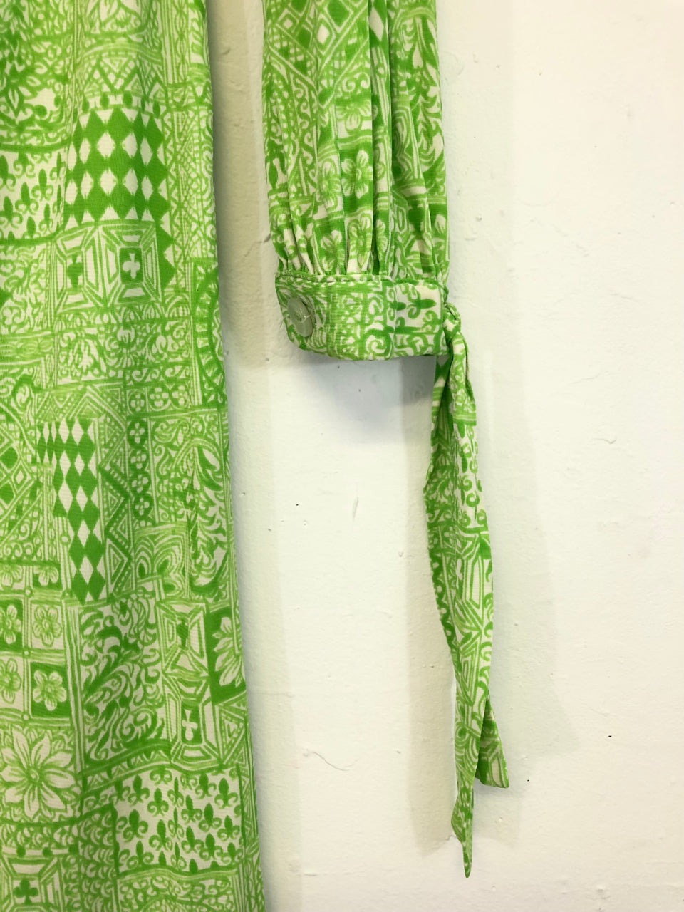 Green Printed 70s Dress
