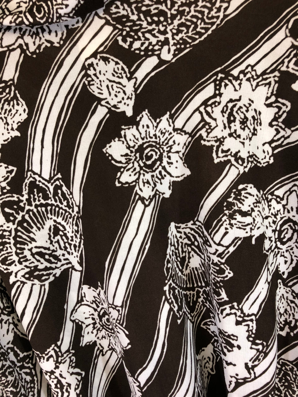 Brown & White Floral 70s Belted Blouse