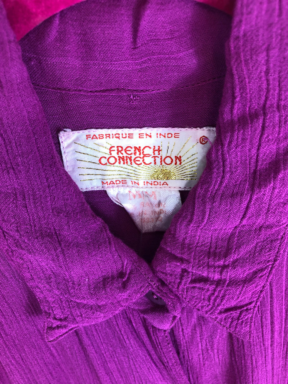 70s Purple French Connection Crinkle Blouse