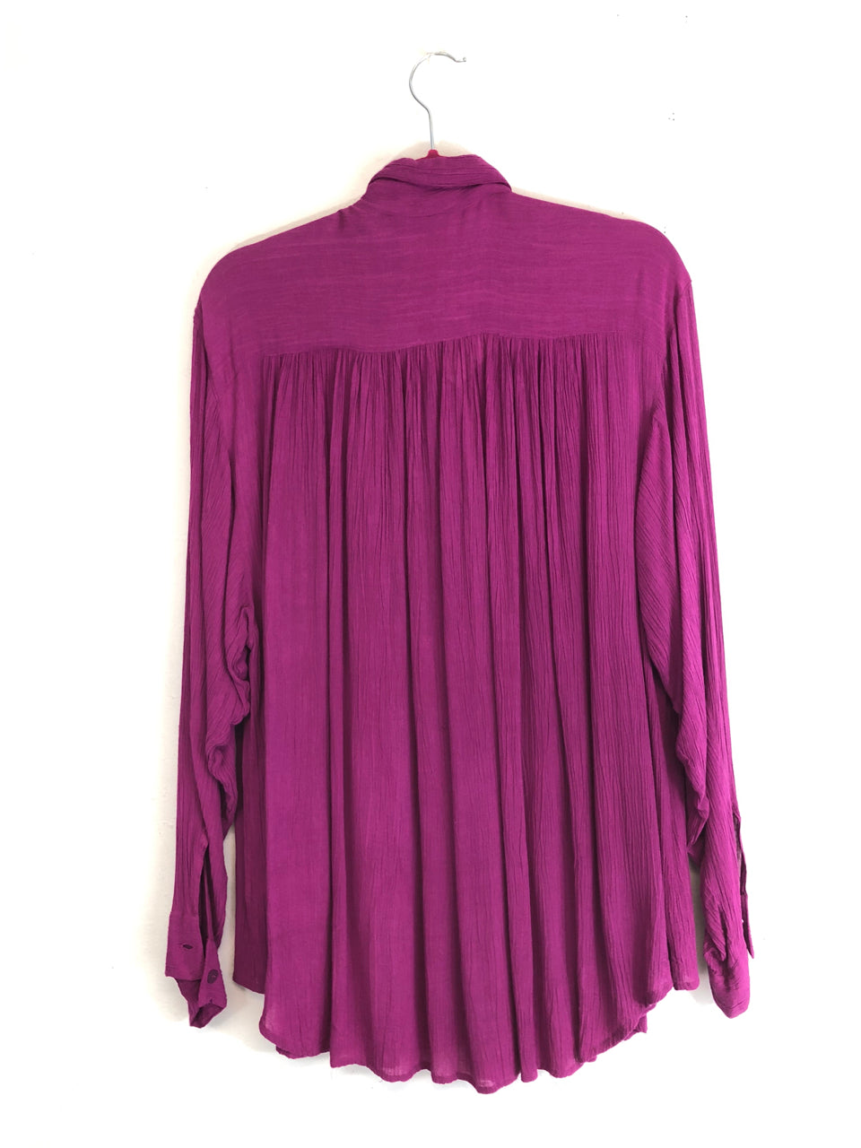 70s Purple French Connection Crinkle Blouse