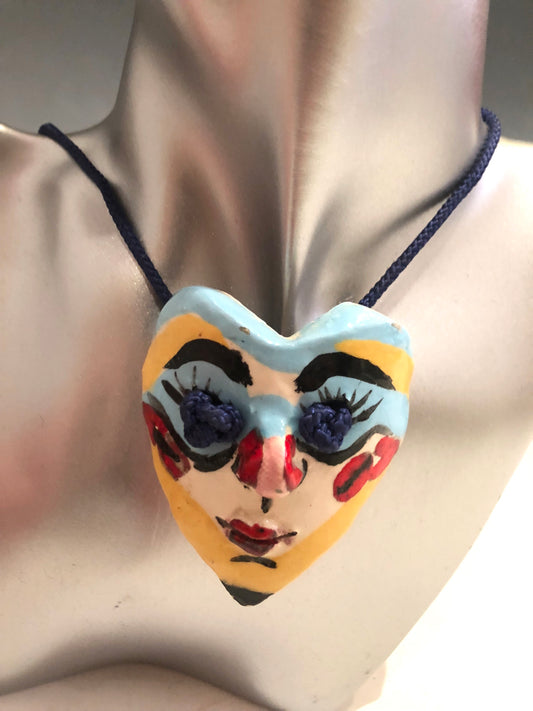 Crazy Heart Face Necklace