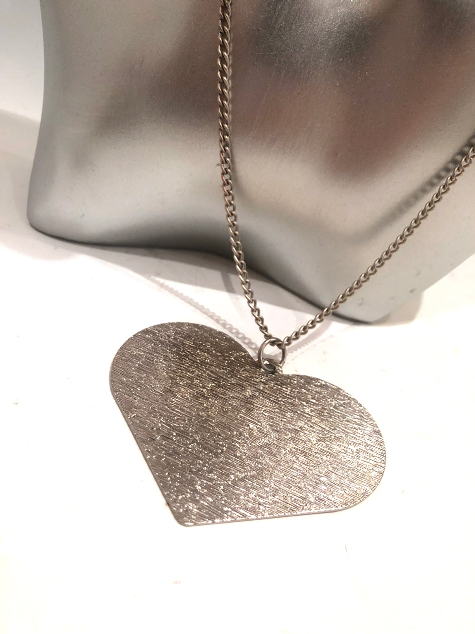 Big Silver Heart Necklace