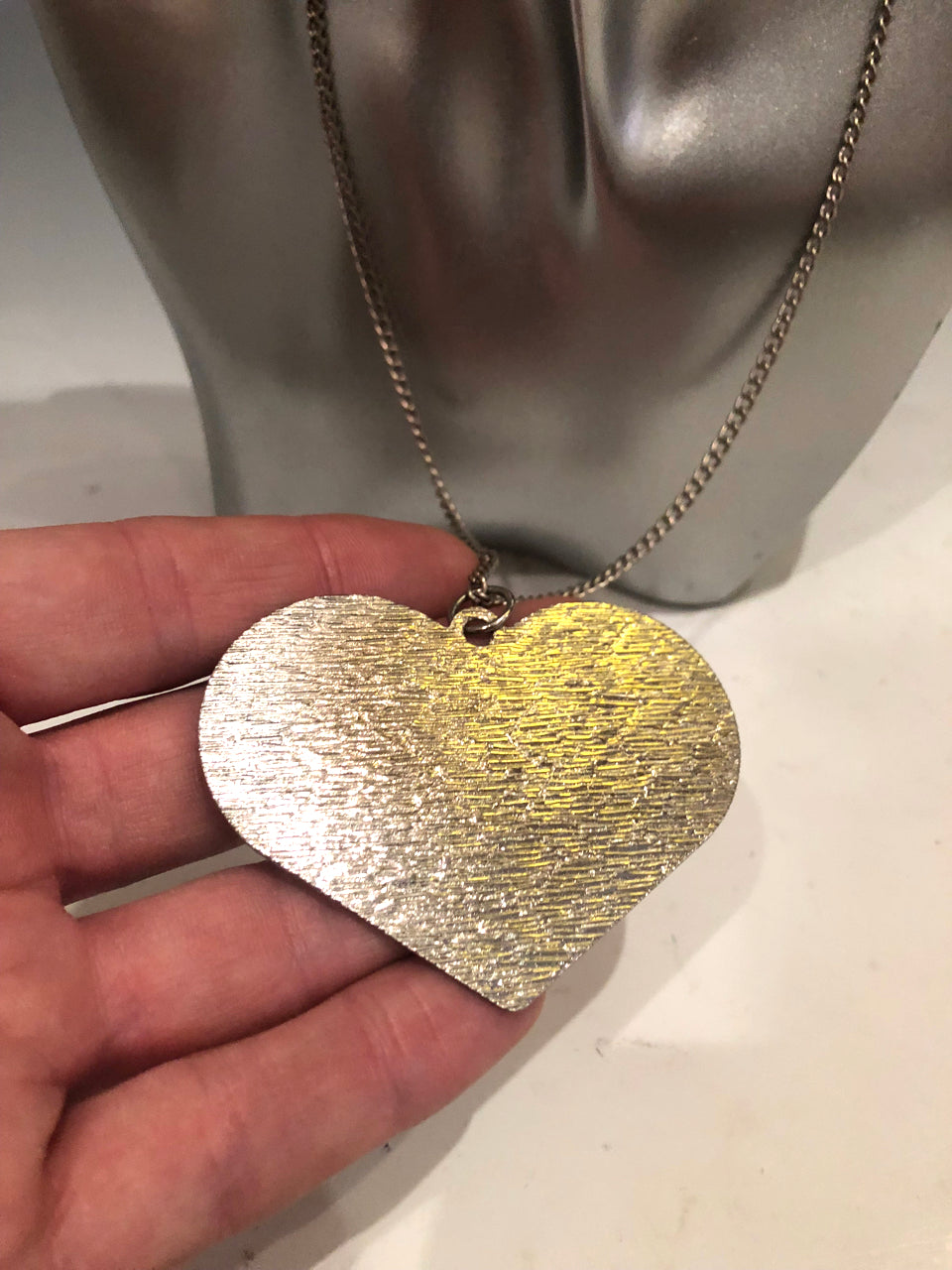Big Silver Heart Necklace