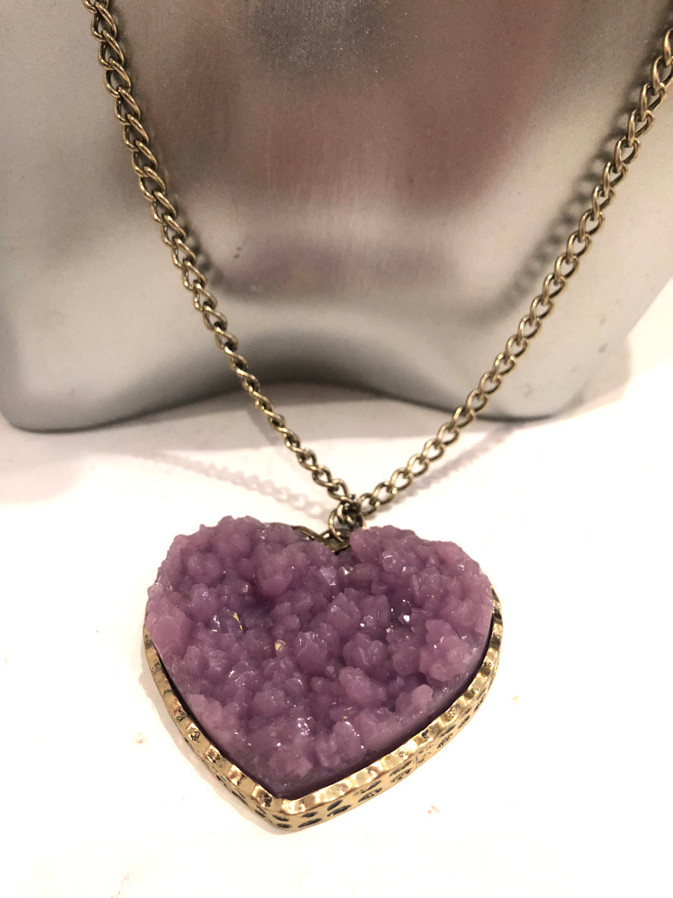 Purple Crystal Heart Necklace