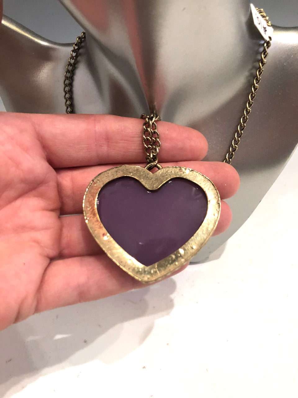 Purple Crystal Heart Necklace