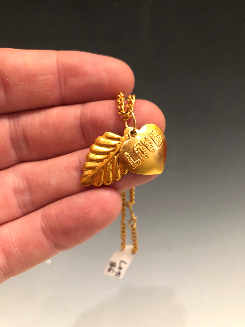 Love/Leaf Gold Anklet