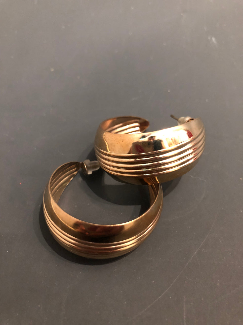 Gold Ridged Hoop Earrings
