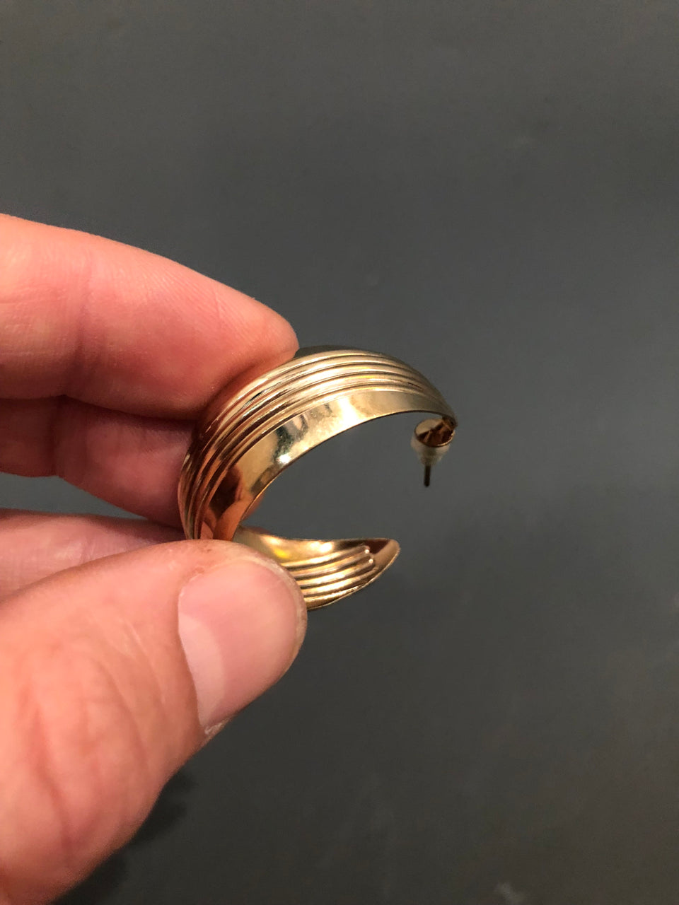 Gold Ridged Hoop Earrings