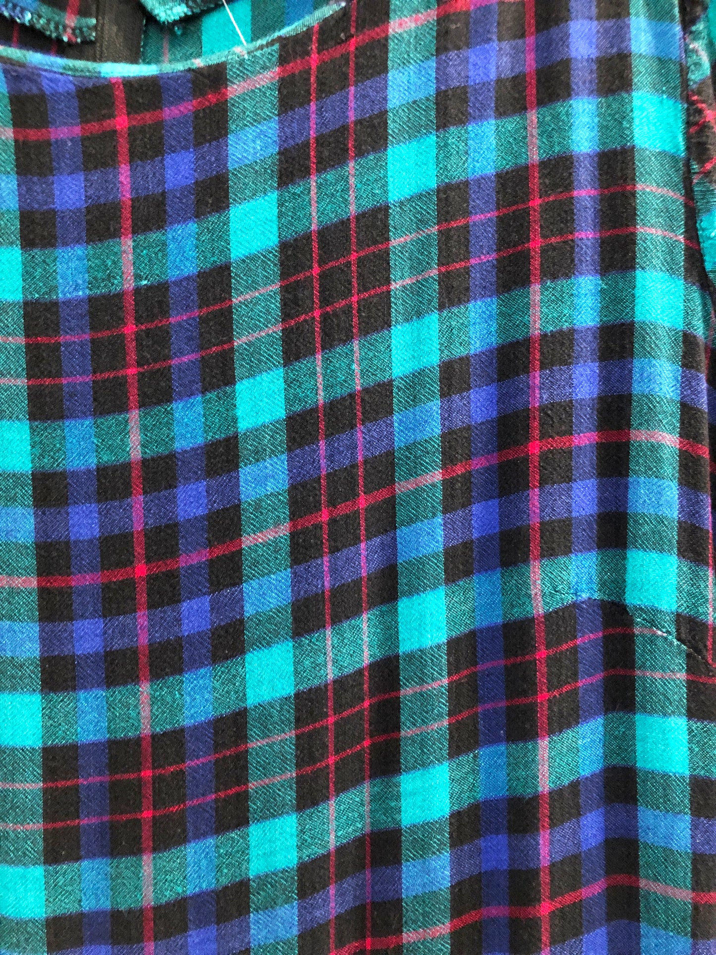 Plaid Short-Sleeved 80s Dress