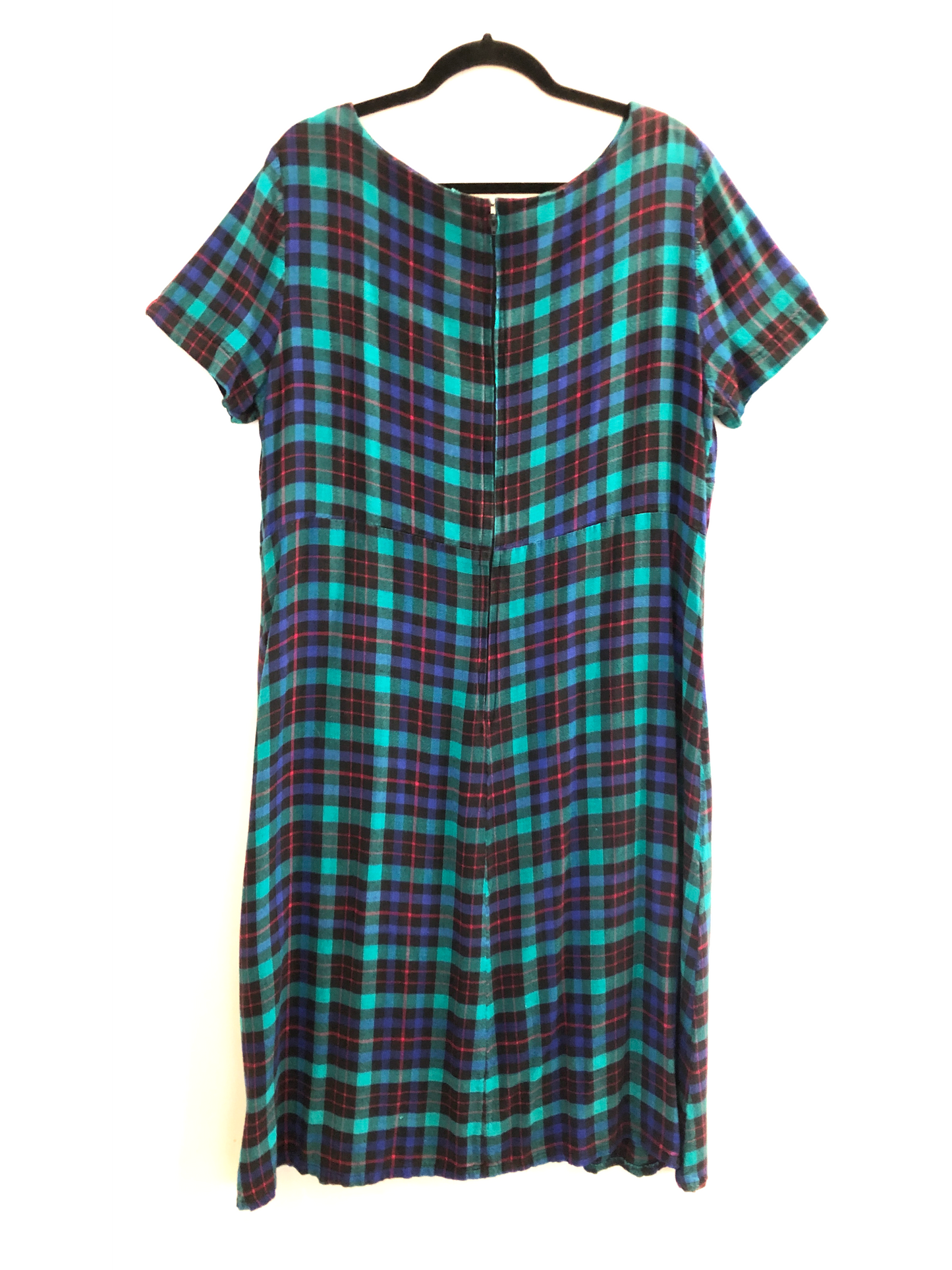 Plaid Short-Sleeved 80s Dress