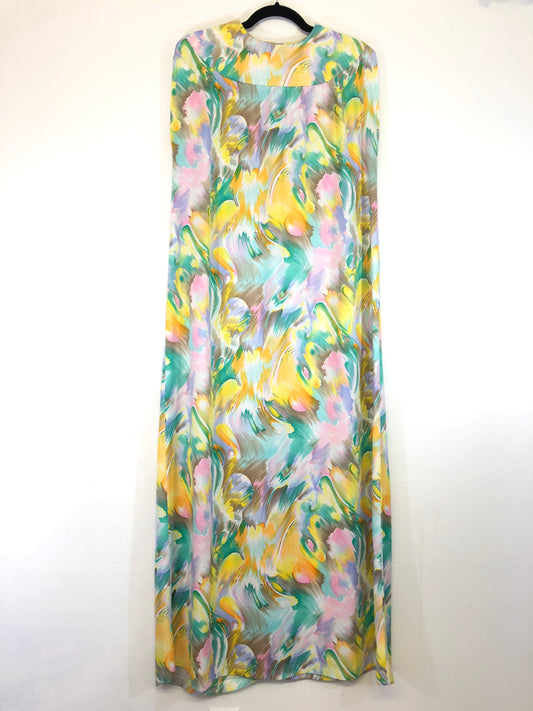 Watercolor 70s Maxi House Dress