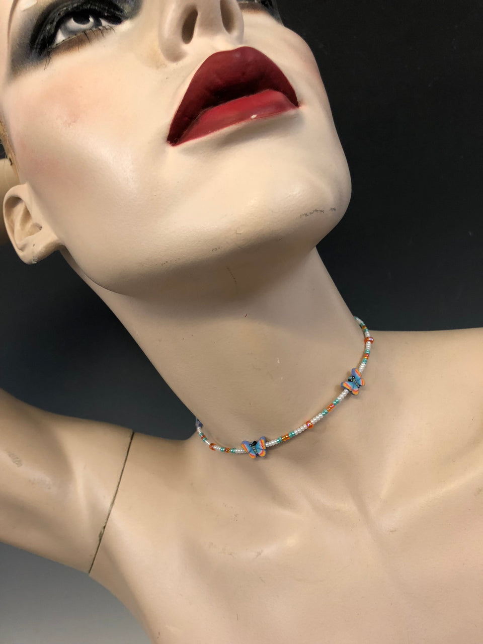 90s Beaded & Clay Choker (Butterfly Design #1)