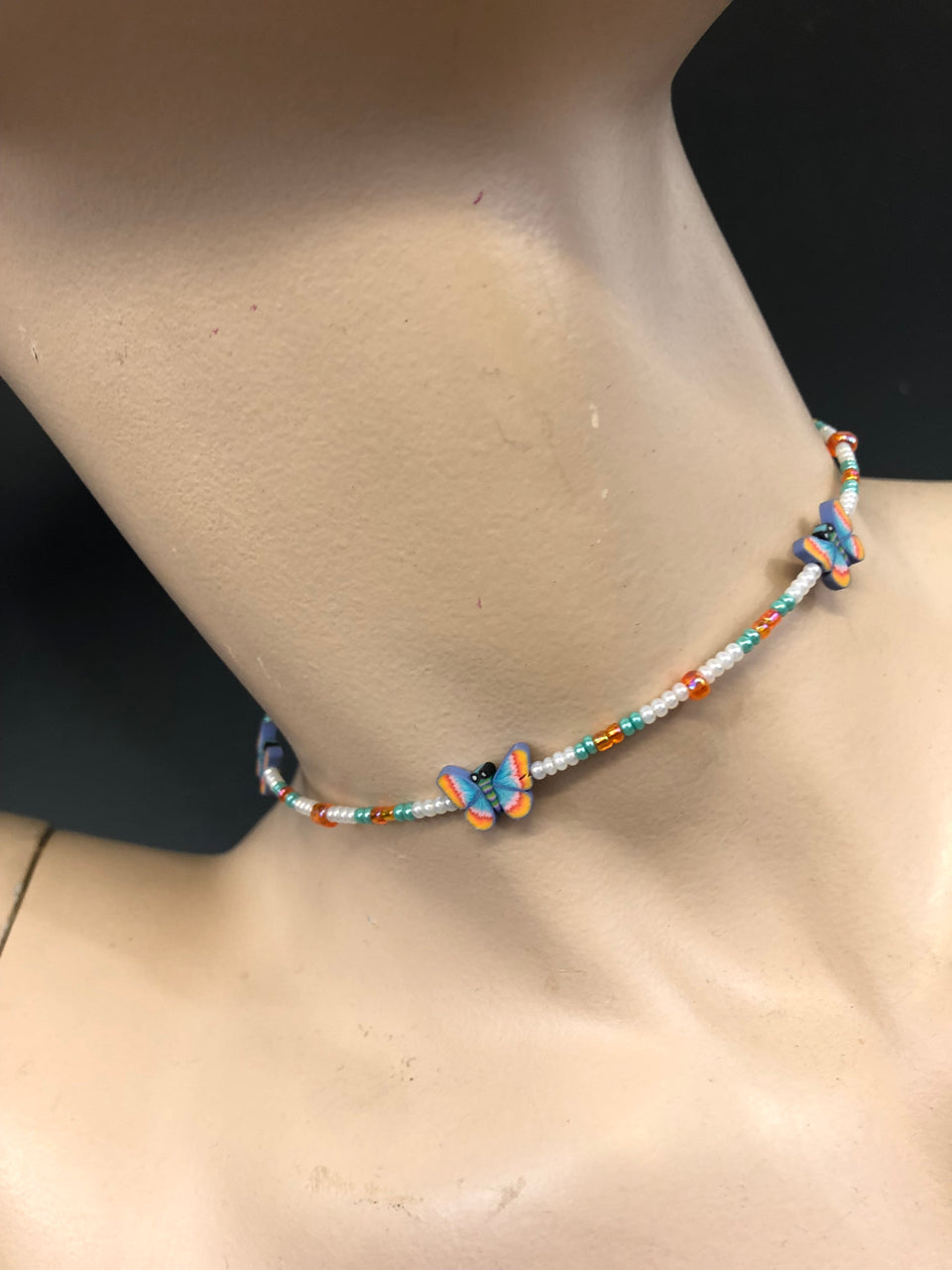 90s Beaded & Clay Choker (Butterfly Design #1)