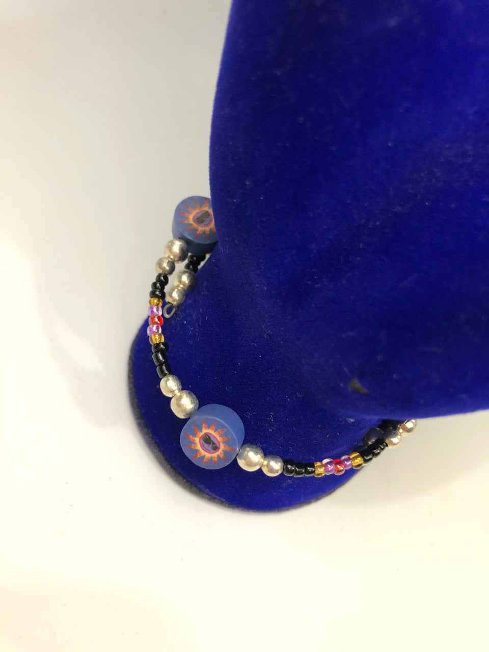 90s Beaded & Clay Bracelet (Sun with Sunglasses Design)