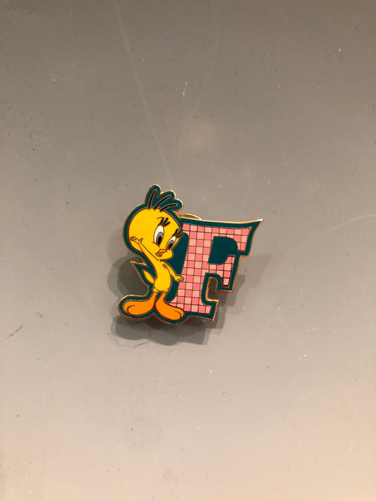 Tweety Bird Initial "F" Enamel Pin
