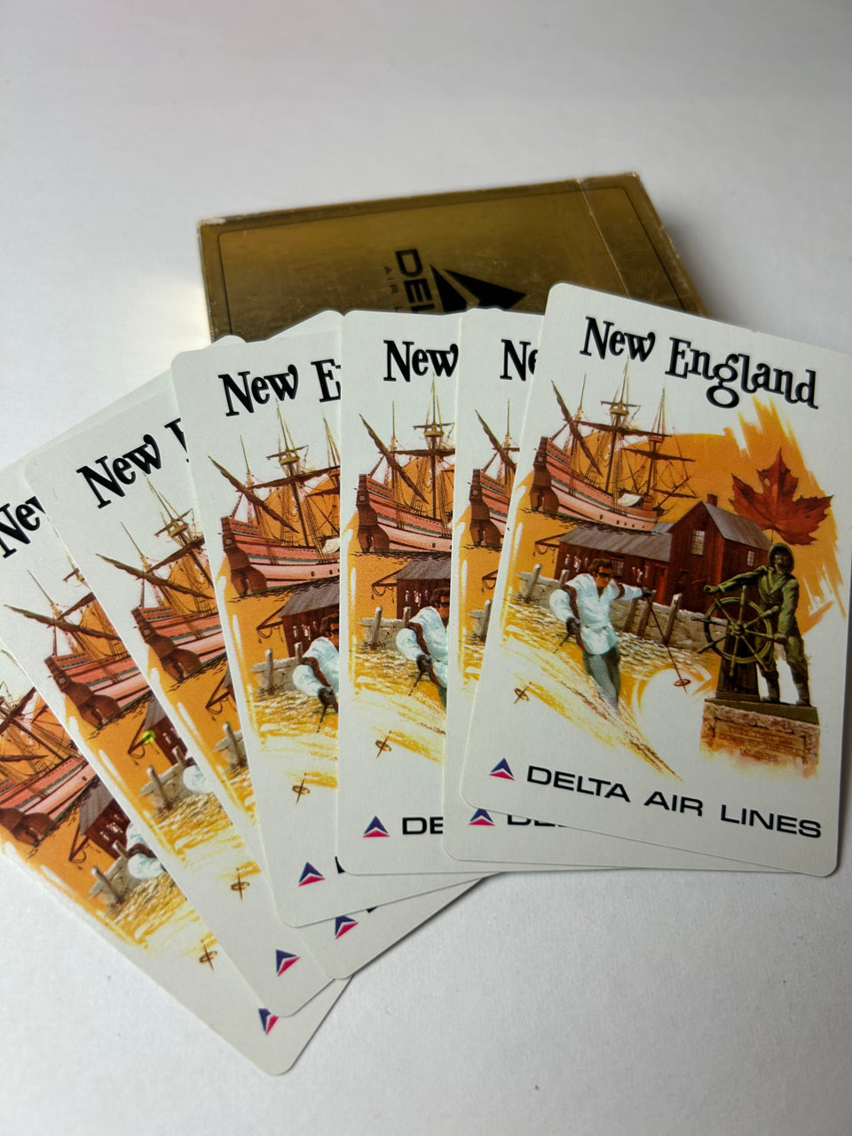 Vintage Delta Airlines Playing Cards - New England