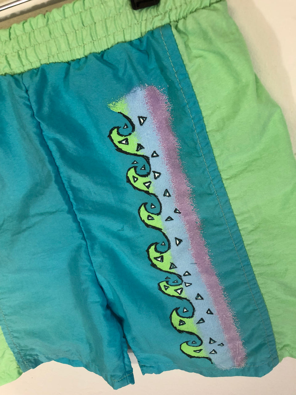 Kids' Blue and Green Swim Trunks