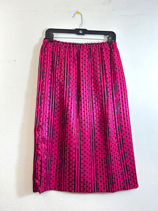 Hot Pink & Black Printed 80s Skirt