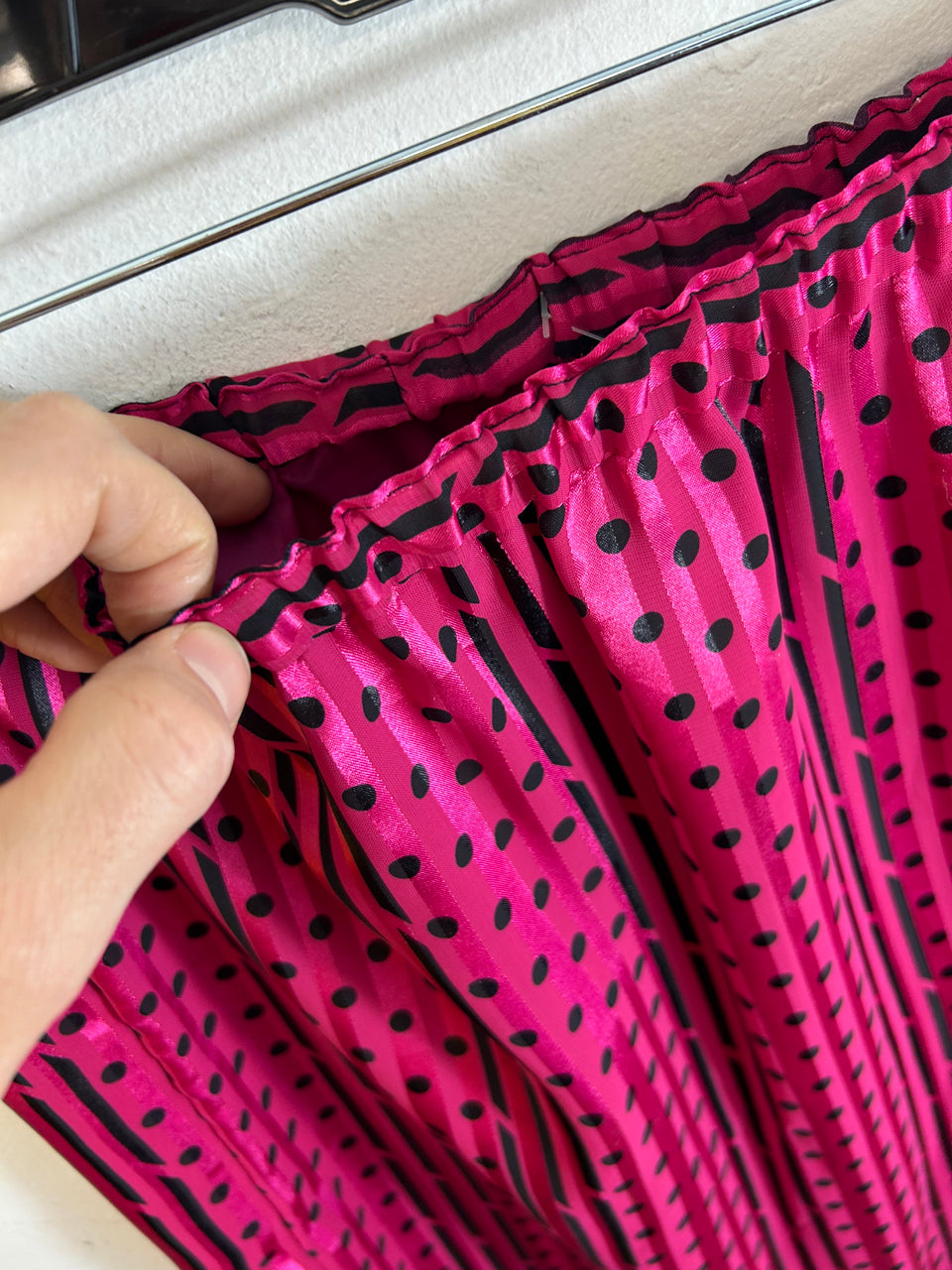 Hot Pink & Black Printed 80s Skirt