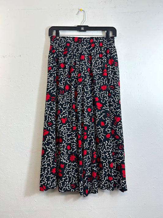 Red, Black & White Abstraction Skirt