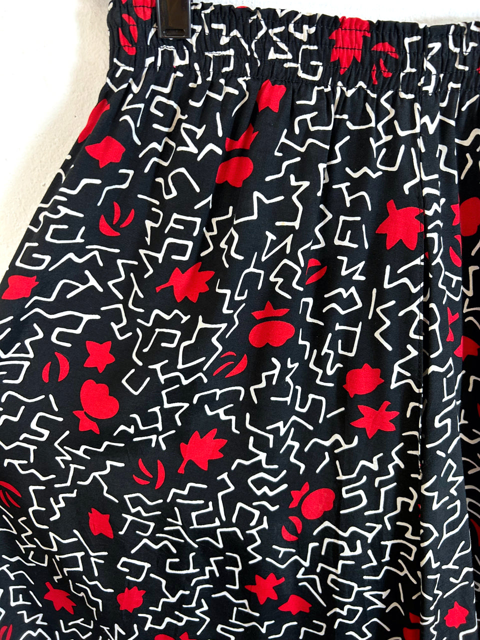 Red, Black & White Abstraction Skirt