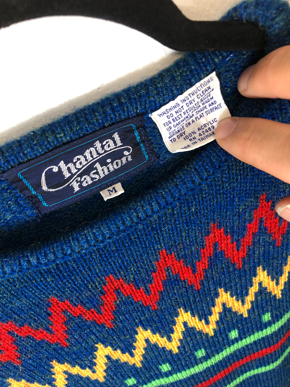 70s Chantal Blue Zig Zag Sweater