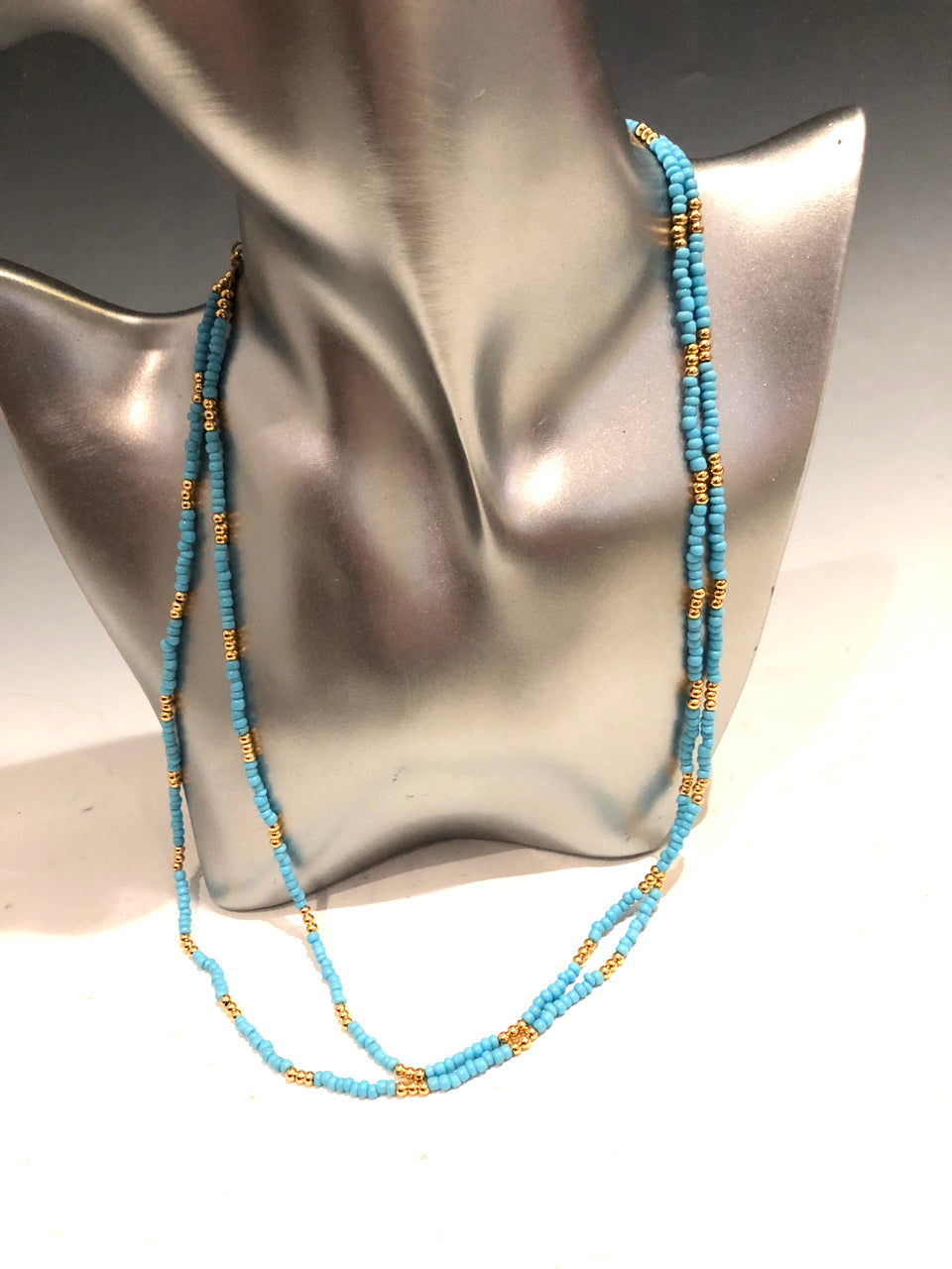 Turquoise & Gold Beaded Necklace