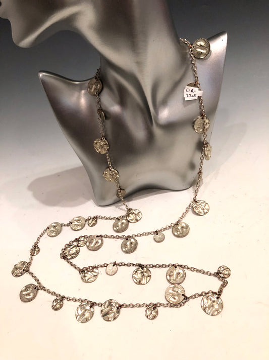 Long Silver Medallion Necklace