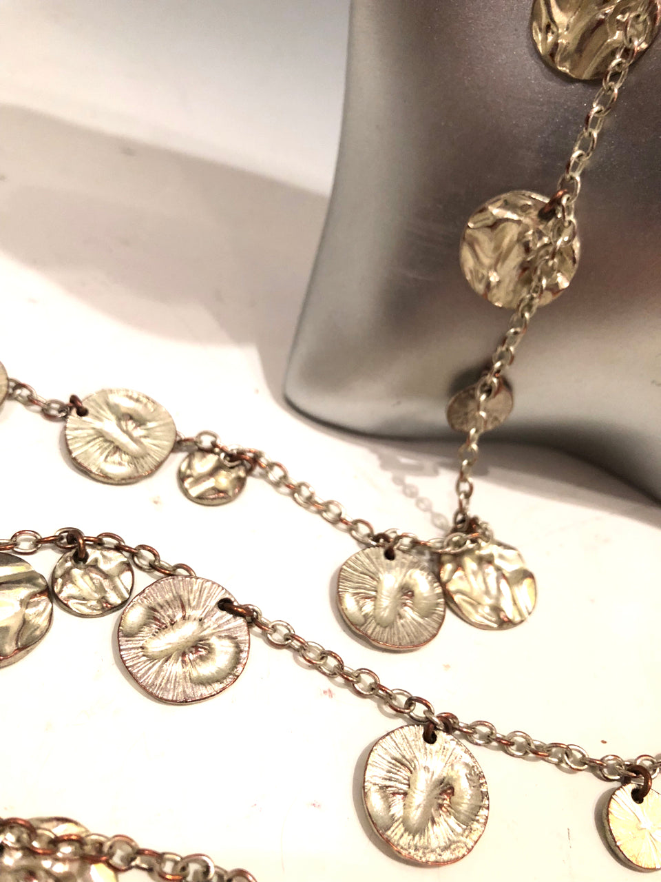 Long Silver Medallion Necklace