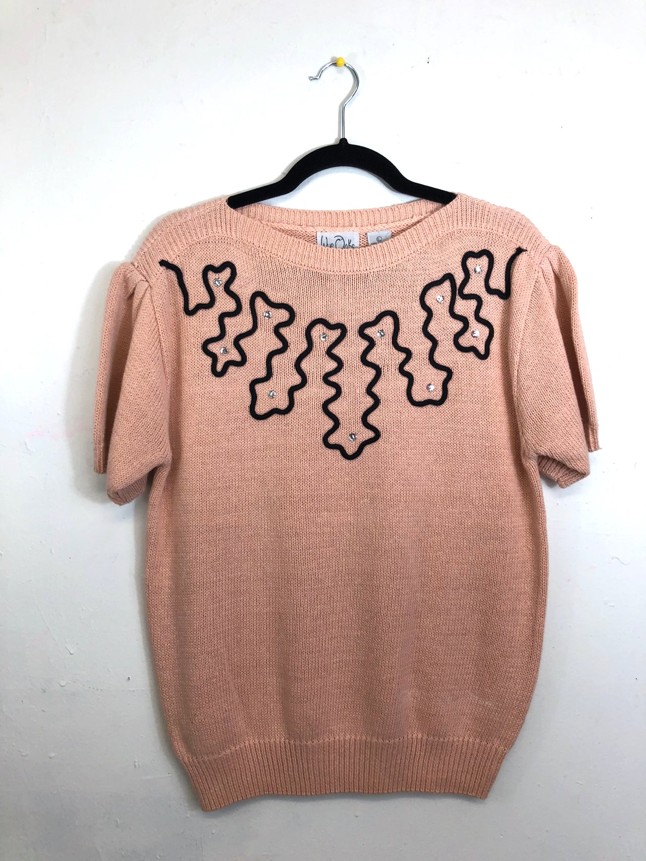 Wye Oaks Short-Sleeved Pink Squiggle Sweater