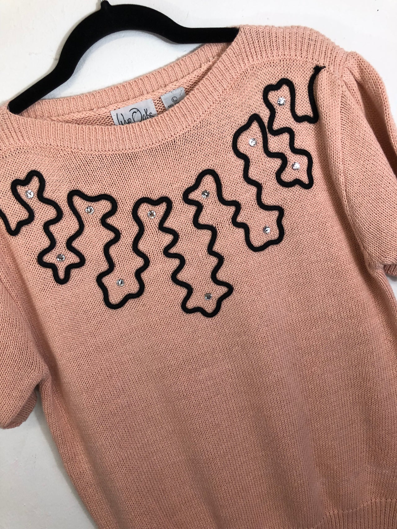 Wye Oaks Short-Sleeved Pink Squiggle Sweater