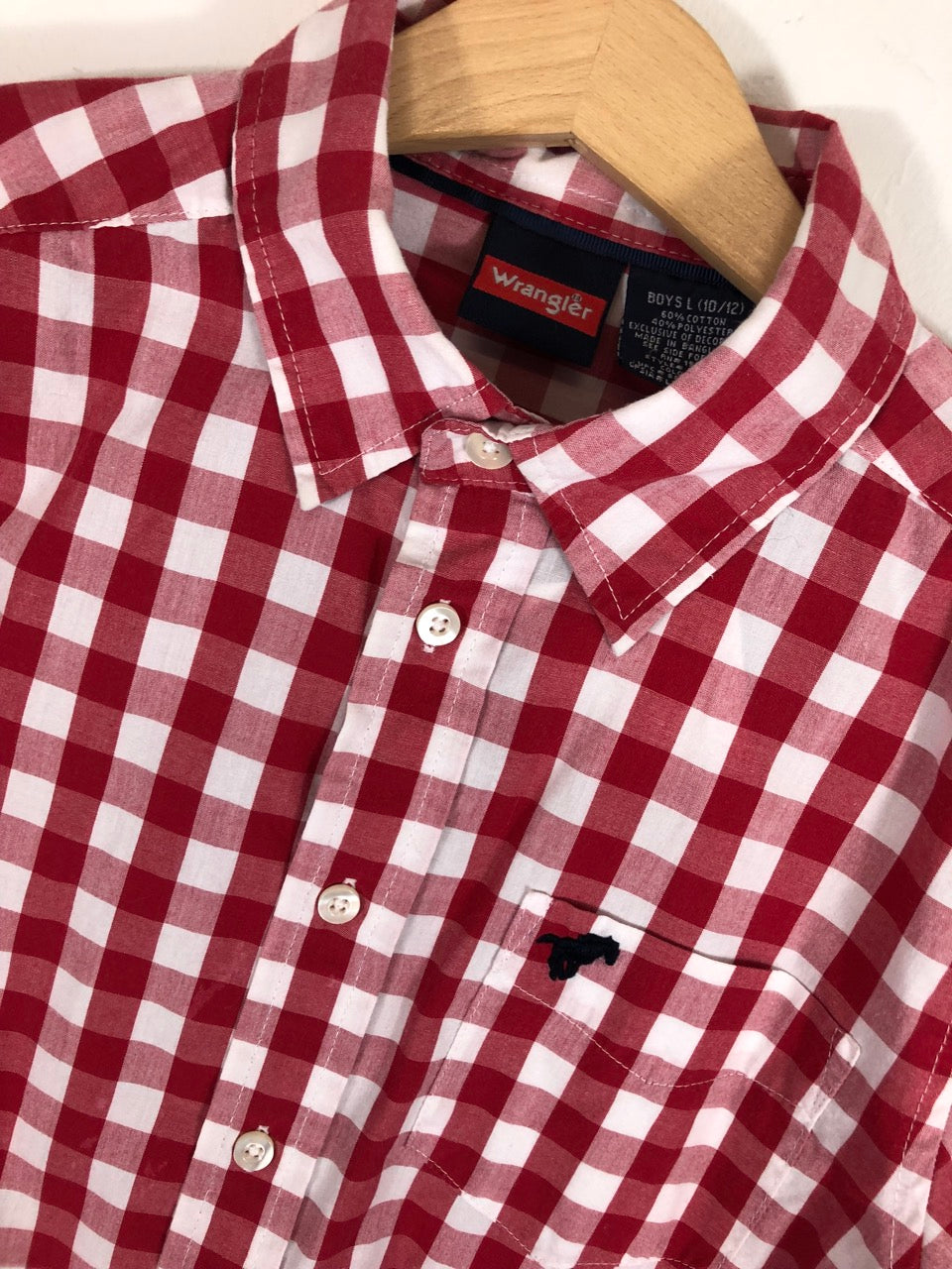 Kids' Wrangler Red & White Short-Sleeved Western Shirt