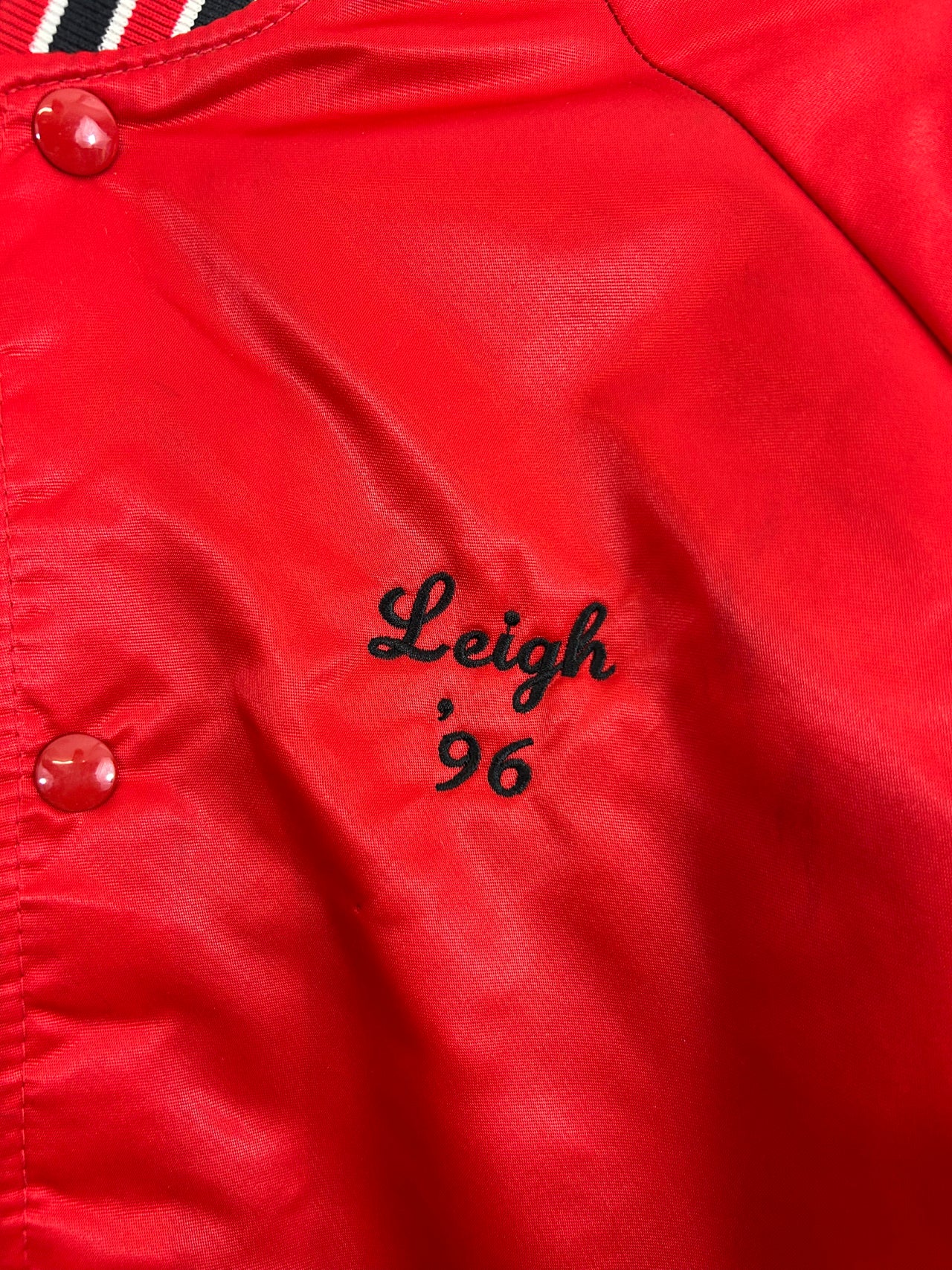 "Leigh '96" Red Satin Jacket