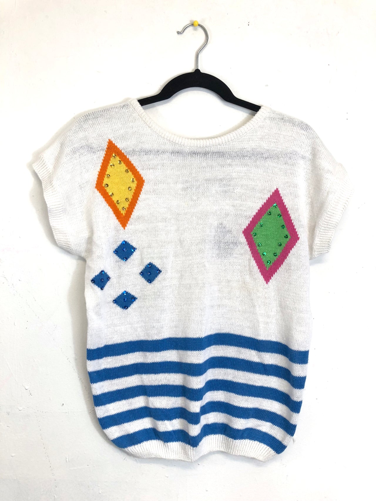 Naomi Bee Short-Sleeved Diamond Sweater Blue (Deadstock)