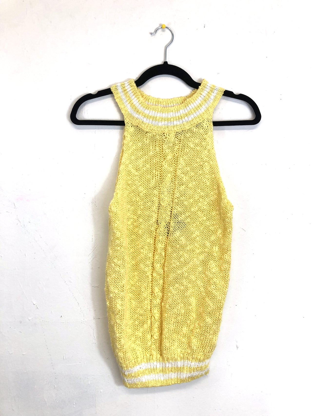 Wye Oaks Blue Sleeveless Striped Turtleneck Sweater Yellow (Deadstock)