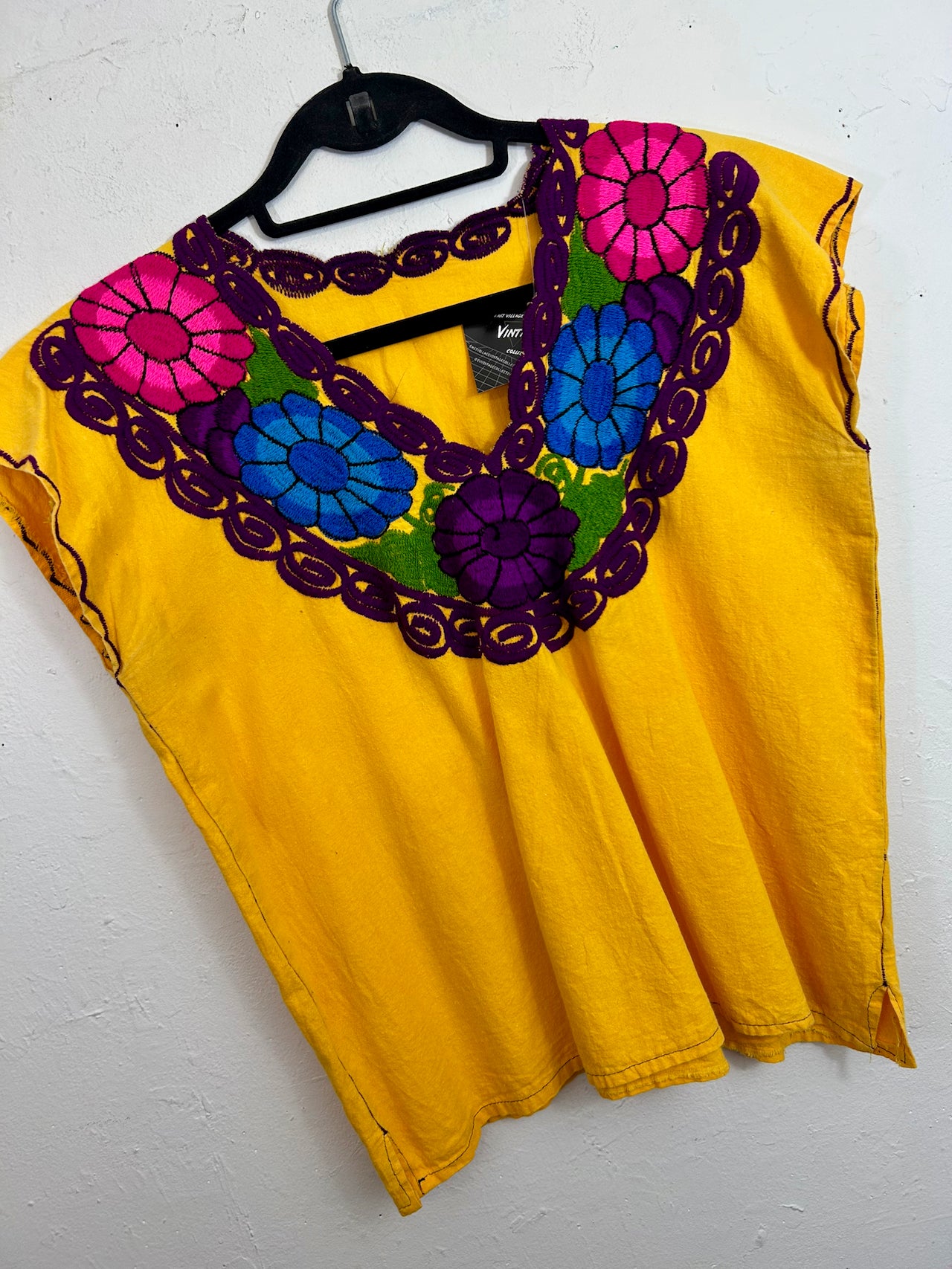 Embroidered Flowers Yellow Top