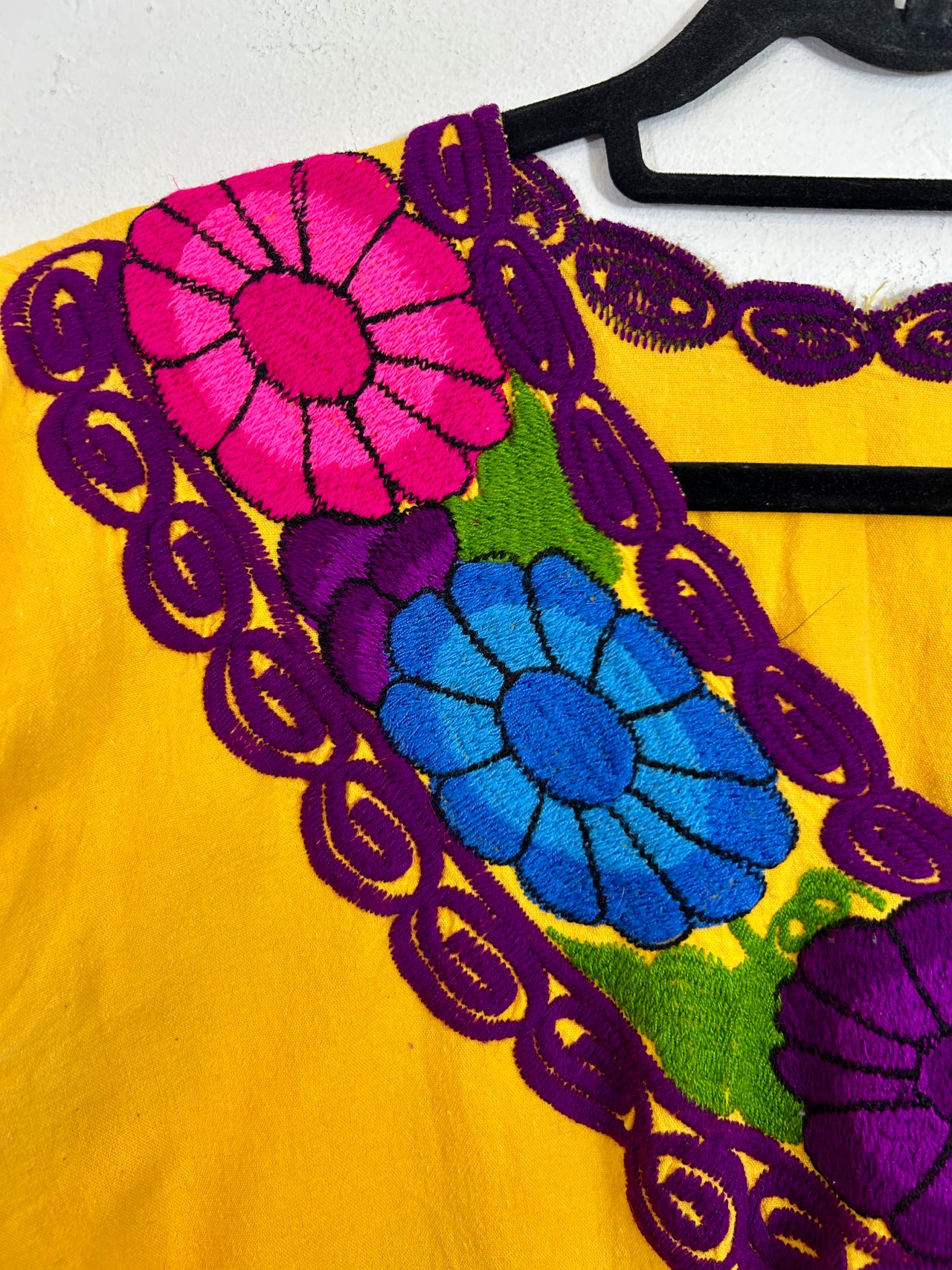 Embroidered Flowers Yellow Top