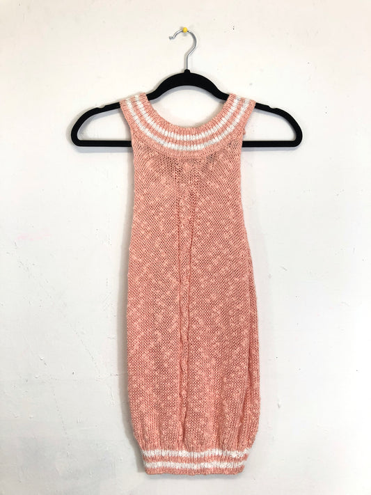 Wye Oaks Blue Sleeveless Striped Turtleneck Sweater Pink (Deadstock)