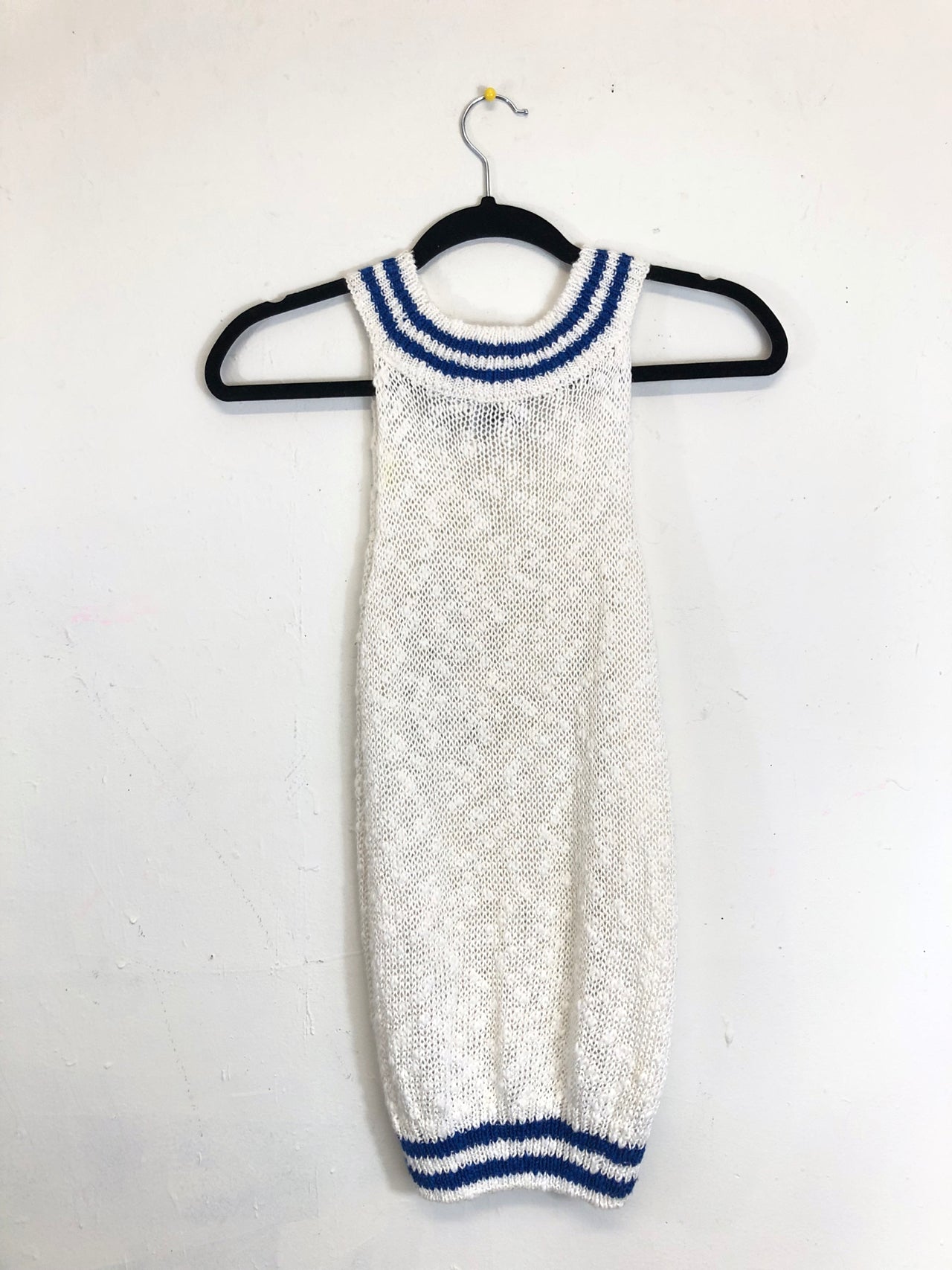 Wye Oaks Blue Sleeveless Striped Turtleneck Sweater White (Deadstock)