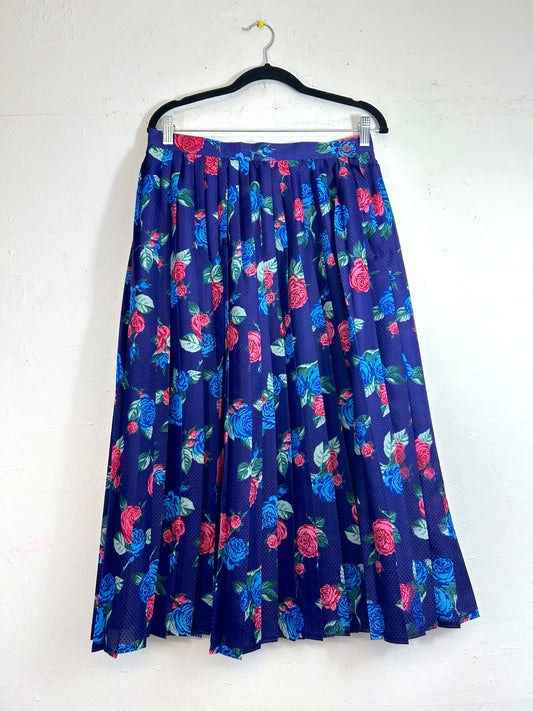 European Floral Pleated Skirt