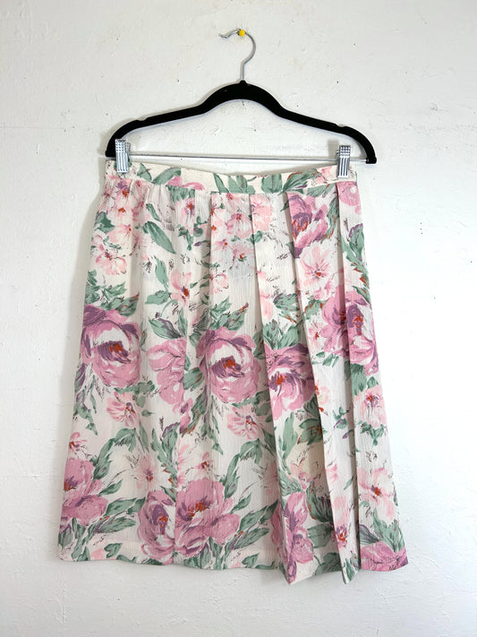 Pastel Floral Pleated Skirt