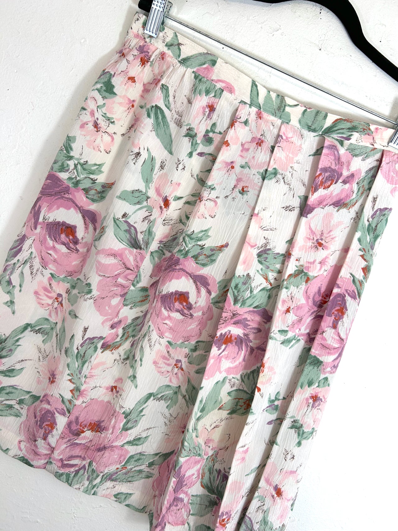Pastel Floral Pleated Skirt