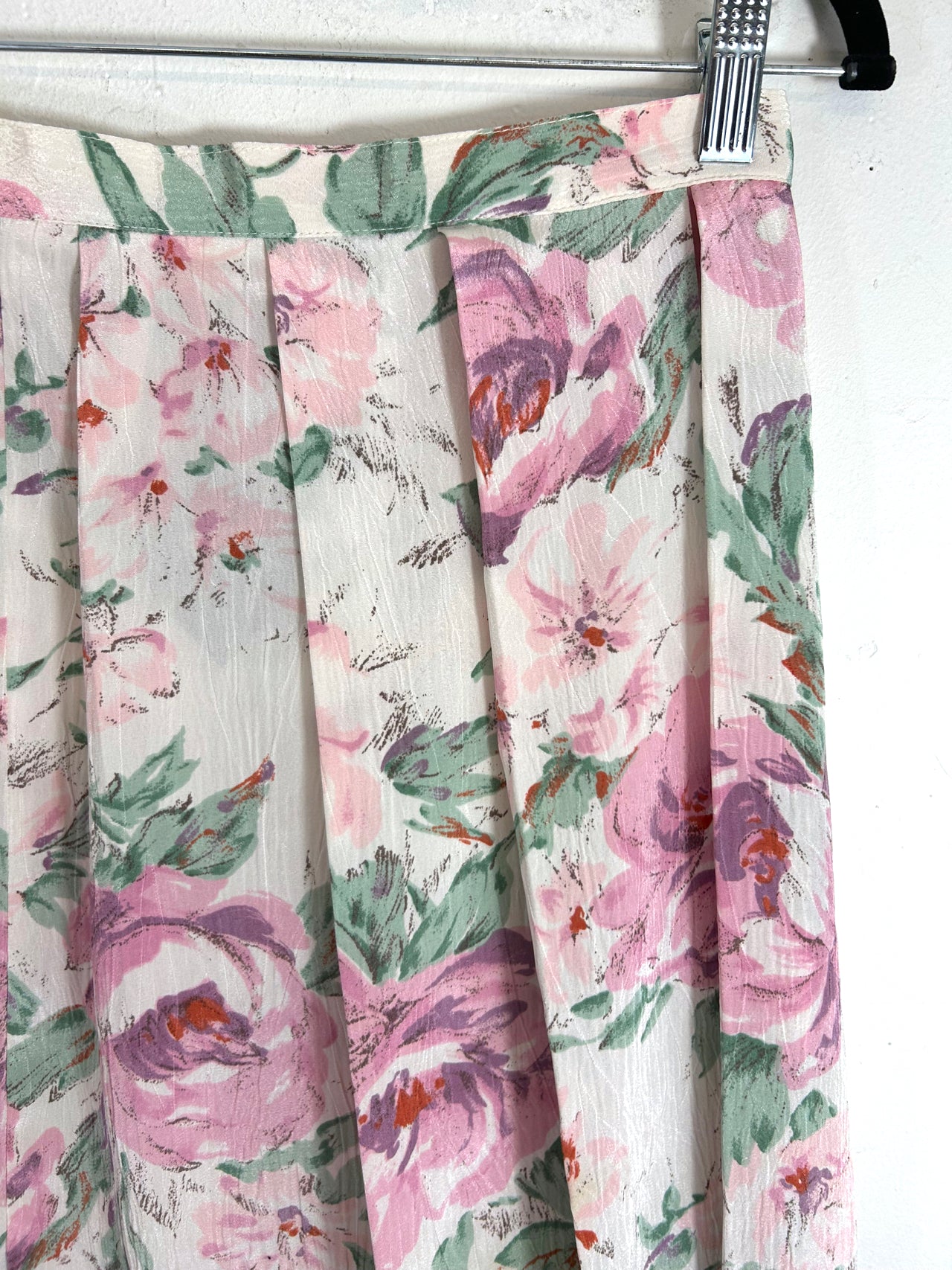 Pastel Floral Pleated Skirt